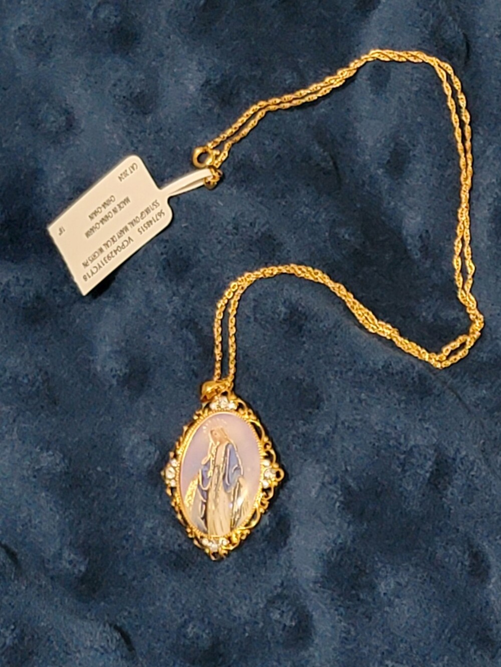 New Virgin Mary Pendant Necklace Hail Mary Prayer Gold Plated/Sterling Silver